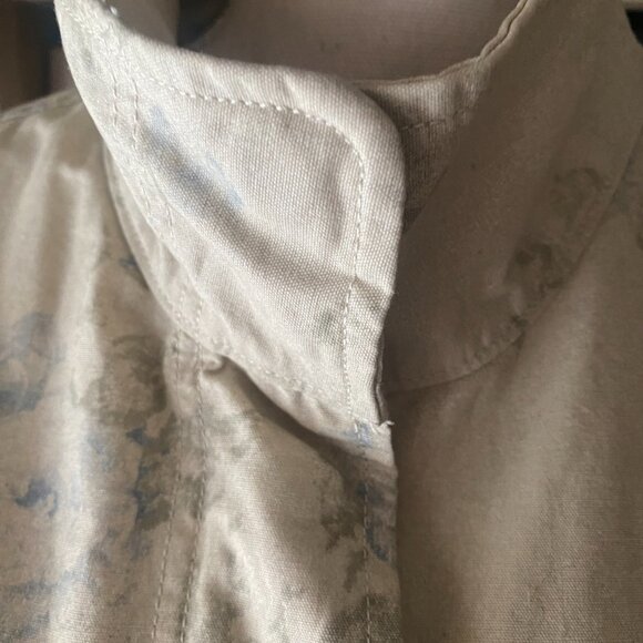 Chaps RL cream blue floral military jacket L 100% cotton safari 90s canvas - Picture 9 of 16
